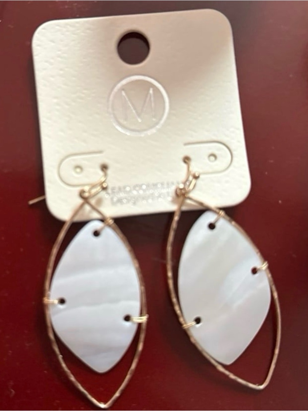 Mossimo Supply Co. White Shell Drop Earrings with Gold-Tone Frame